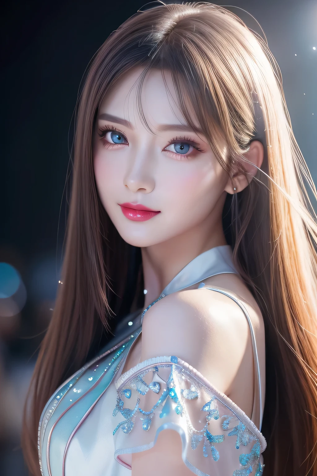 A close up of a woman with long hair wearing a dress - SeaArt AI