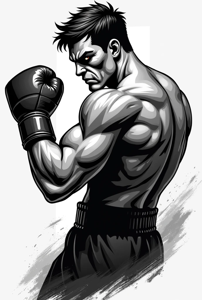 Boxer fighter illustration black and white vector 