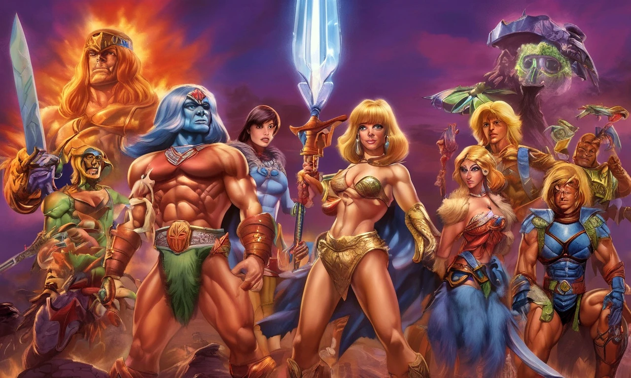 He Man and the Masters of the Universe, He Man battles Skeletor's minions to save a damsel in distress. Ruins of a castle