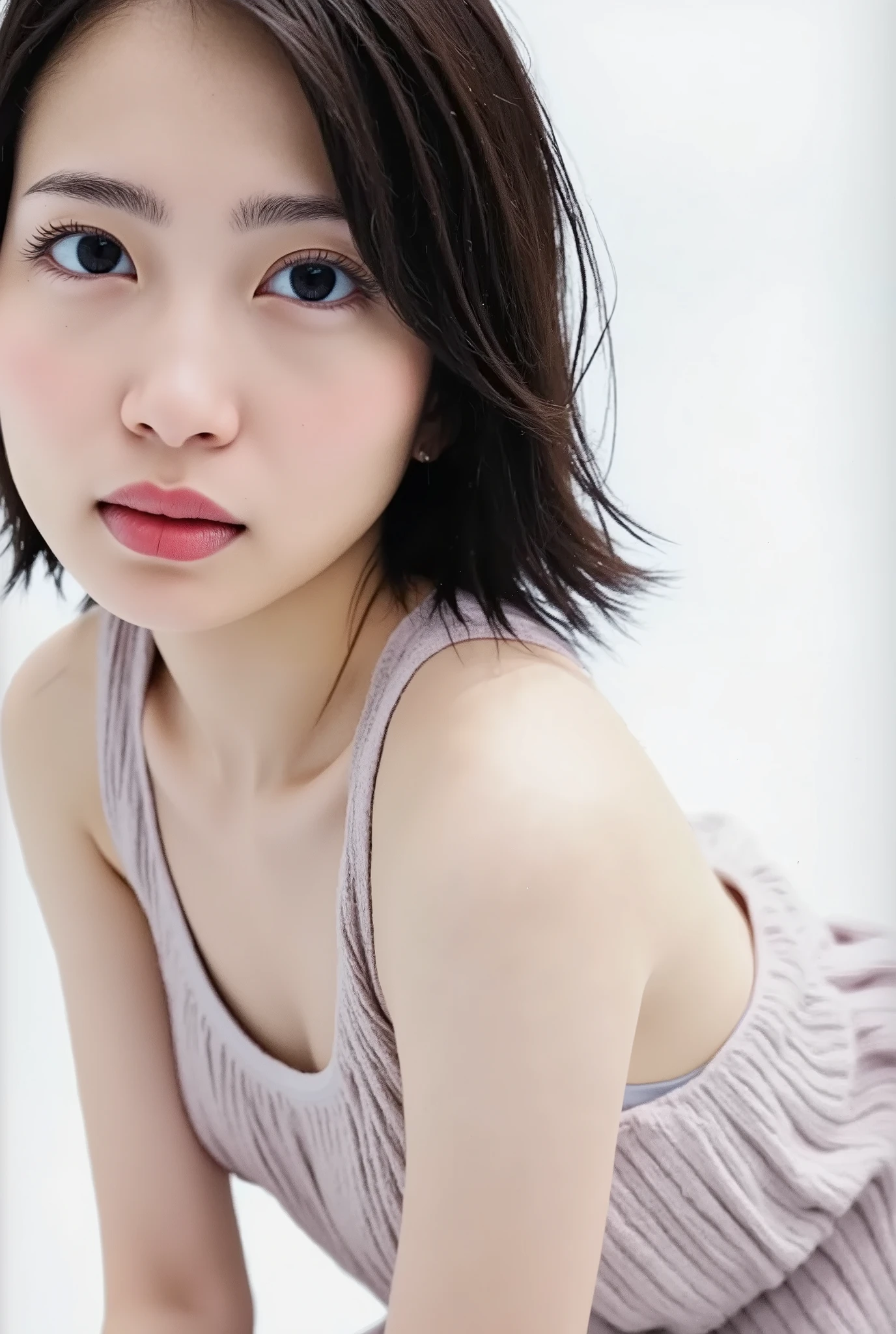 (( petite woman, Voluptuous women, without makeup, black hair)), ( full body portrait , black hair, black hair, short hair, very large breasts), white skin, Glossy pale lips, skinny, Body Type, Delicate and attractive collarbone, 最 High Quality , RAW photos, realistic, face, とても beautiful, cute, Deep rim , high res, 超 Details, Details, Very Details, extremely Details eye and face, Sharp Eye, sharp concentration , Cinema Lighting, masterpiece, 最 High Quality ,16k,8k, beautiful,Get used to it, exquisite,extremely Get used to it, finely Get used to it, High Quality , insanely Get used to it, ultra Get used to it, 超 high res, 超 High Quality , beautiful face, Japanese , nsfw,When naked , (Completely naked, cute girl, twin tails :1.6),Cinema Lighting , Detailsな乳首,
