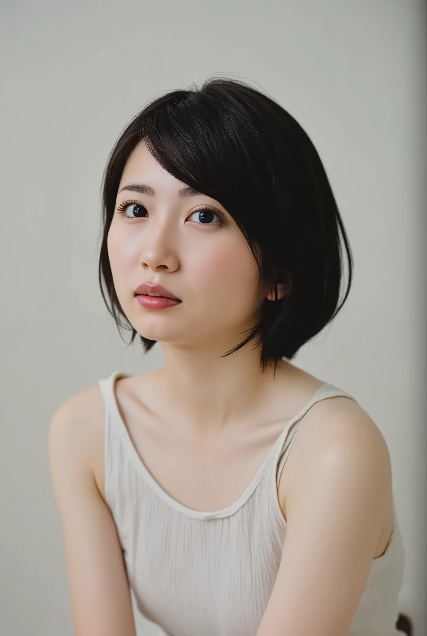 (( petite woman, Voluptuous women, without makeup, black hair)), ( full body portrait , black hair, black hair, short hair, very large breasts), white skin, Glossy pale lips, skinny, Body Type, Delicate and attractive collarbone, 最 High Quality , RAW photos, realistic, face, とても beautiful, cute, Deep rim , high res, 超 Details, Details, Very Details, extremely Details eye and face, Sharp Eye, sharp concentration , Cinema Lighting, masterpiece, 最 High Quality ,16k,8k, beautiful,Get used to it, exquisite,extremely Get used to it, finely Get used to it, High Quality , insanely Get used to it, ultra Get used to it, 超 high res, 超 High Quality , beautiful face, Japanese , nsfw,When naked , (Completely naked, cute girl, twin tails :1.6),Cinema Lighting , Detailsな乳首,
