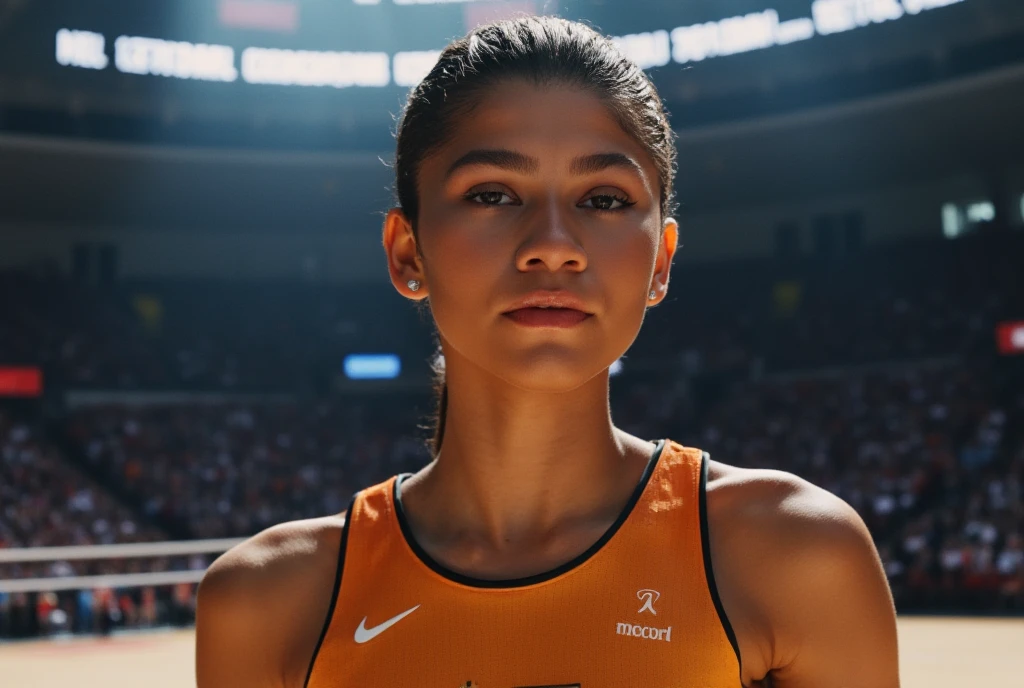 beautiful mature Indian college girl, in track outfit, outside on track field, ((slim, petite)), photorealistic, photo, masterpiece, realistic, realism, photorealism, high contrast, photorealistic digital art trending on Artstation 8k HD high definition detailed realistic, detailed, skin texture, hyper detailed, realistic skin texture, armature, best quality, ultra high res, (photorealistic:1.4),, high resolution, detailed, raw photo, sharp re, by lee jeffries nikon d850 film stock photograph 4 kodak portra 400 camera f1.6 lens rich colors hyper realistic lifelike texture dramatic lighting unrealengine trending on artstation cinestill 800,