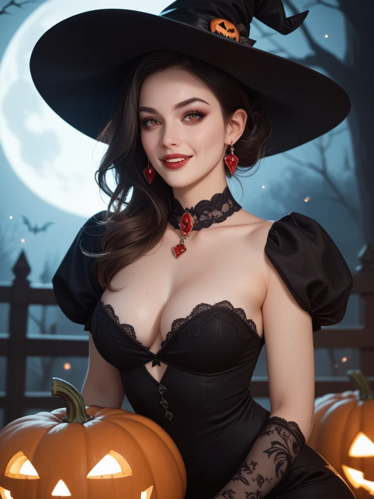 (Halloween theme:1.5), (fantasy:1.5), (Alice in wonderland:1.3), upper body portrait of a very busty beautiful jumping milf wearing halloween LITTLE RED RIDING HOOD costume, skin tight full lacy ultra detailed embroidery Dirndl, (fusion of red satin dirndl and gothic ta:1.3), BREAK, ((;D1.3, happy evil smile:1.2)), perfect face,perfect eyes,HD details,high details,sharp focus,studio photo,HD makeup,shimmery makeup,celebrity makeup, (bust up image:1.5), ((centered image)) (HD render)Studio portrait,magic, magical, fantasy,(huge breasts)(large breasts),(big breasts),(sagging breasts), tree, forest, halloween forest, jack-o'lantern, pink hair, halloween background, bright pumpkin, (RedHoodWaifu, (red hood, cap)), ((front view:1.3), wolf, from above, (spread arms:1.5), (jumping:1.5), dynamic, dynamic pose, dynamic angle, (JUMP:1.5),(face on light:1.3), (lim lighting:1.3), (professional photo lighting:1.3),(face ring light:1.3), (stroboscope:1.3),