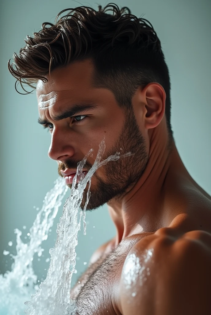 Man jerking off his water