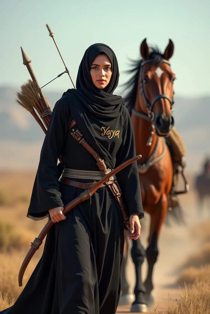 best quality, masterpiece, very high resolution, (photorealistic:1.2), Indonesian female Marvel hero in hijab, (face detail:1.2), (eye detail:1.2), (clothing detail:1.2), (full body detail:1.2), 4k,, Indonesian female Marvel hero in hijab, (walking) on a village street, with a screaming expression while carrying a large banner with the words "montong micen Limbah pabrik goblog" next to many hodie shops, 34k ultra FULL HD.