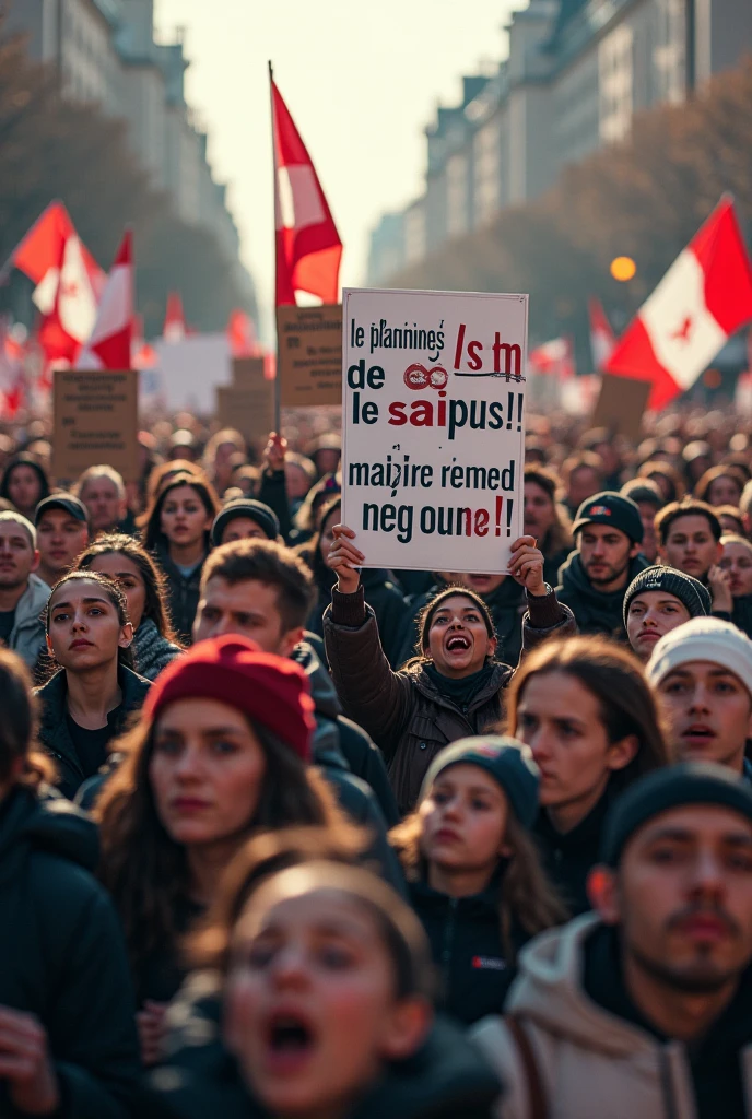 Photo of women wearing face masks taking part in a large demonstration" while carrying a red and white flag and carrying a sign saying "INDONESIA'S HEART IS HURT" and raising the middle finger