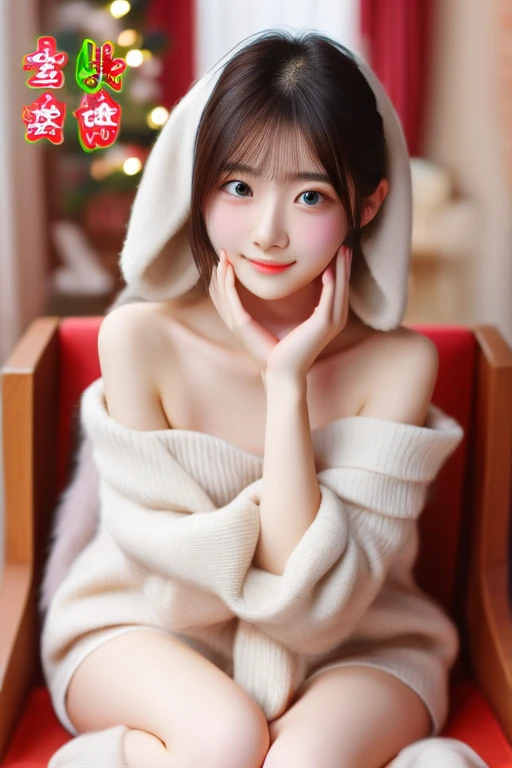 <lora:BearCostume-10:0.7>, bear costume, best quality, masterpiece, illustration, realistic, photo-realistic, amazing, finely detail, incredibly absurdres, huge filesize, ultra-detailed, highres, extremely detailed CG unity 8k wallpaper, nsfw, A cute baby bear onesie pajama made of super soft light brown plush fabric with a fluffy hood. The hood is an adorable bear head with big sparkling eyes, a tiny nose, and a sweet smile. The front zipper is pulled completely open and down to the bottom, revealing the smooth glowing bare skin and natural feminine features underneath. A beautiful young Korean woman with light natural makeup, shoulder-length black hair and rosy cheeks is giggling while wearing the costume. She has exposed breasts with nipples and a visible vulva. She is posing playfully in a cosy pink bedroom filled with teddy bears, ribbons and flowers.