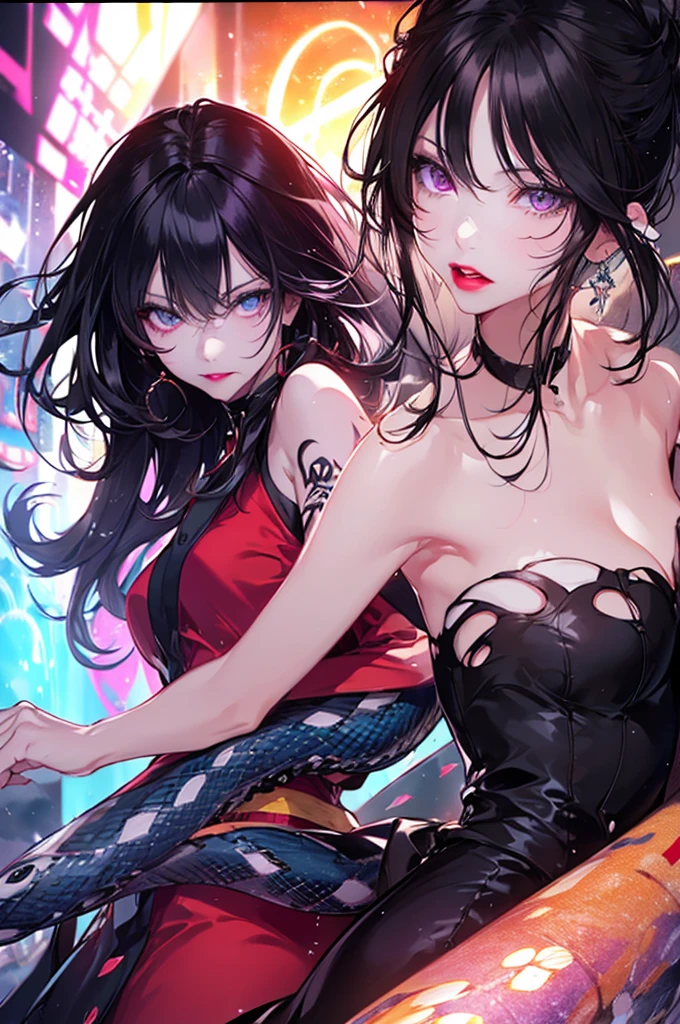 best qualtiy,tmasterpiece,high detal,most realistic,k hd,a matural female,Two women with perfect figures,Wearing a pink tentacle suit,Moist black translucent mucus,Squirming stout tentacles,Indecent masturbation,full bodyesbian,WLOP Glow Skin, Pose,Erotic emoticons,Eyes up,Pupil upturned,Stick out your tongue,A lot of water came out from under the butt,Thighs apart,legs in M shape,Two breasted beauties with intertwined tongues enjoy tongue kisses,A lot of drooling,tongue kissing,Place your fingers on the other person's chest,Make love moans with tentacles,Tentacle invasion body