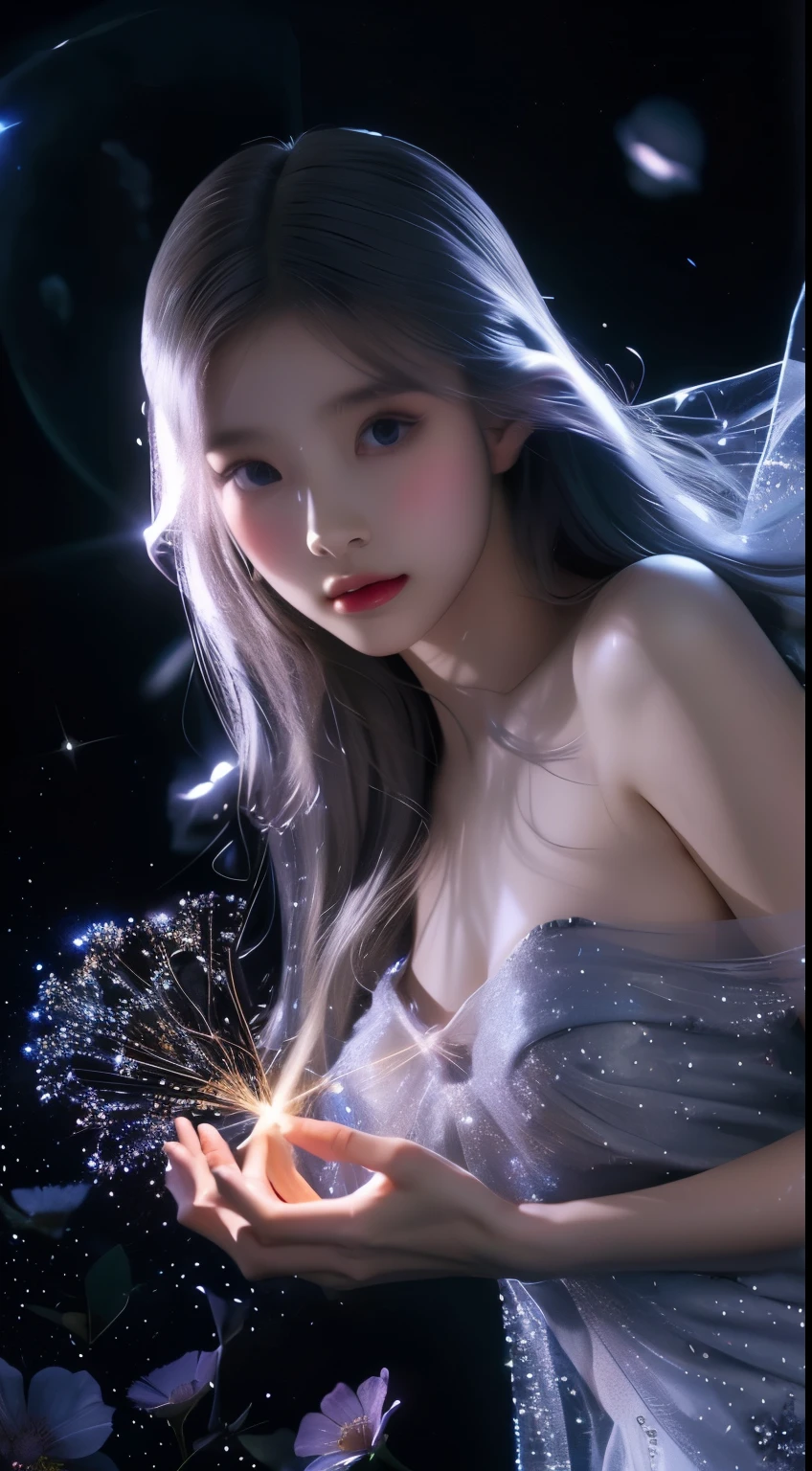 (best quality,4k,8k,highres,masterpiece:1.2),ultra-detailed,realistic:1.37,girl,beautiful dress,galaxy background,sparkling stars,ethereal atmosphere,vibrant colors,elegance,mystical,celestial,moonlight,reflection,flowing fabric,graceful pose,gentle expression,cosmic energy,distant galaxies,dazzling beauty,serene,stellar glow,celestial emissary,alluring,hovering,stellar dust,enchanted garden,starlit night,sheer elegance,astral silhouette,seamless blend,gossamer veil,interstellar journey,effortless beauty,luminous radiance,floating petals,celestial goddess,dreamlike grace,fashion statement,cosmic enchantress,long flowing hair