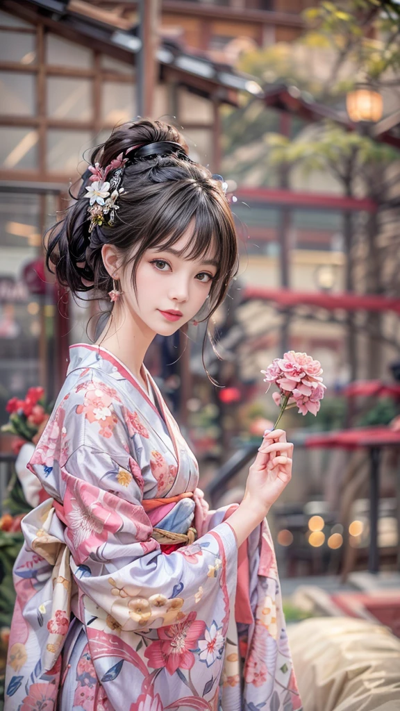 (masterpiece, top quality, best quality, official art, beautiful and aesthetic:1.2), 1 girl , extremely detailed, (flowers:1.3),highest detailed, (dynamic pose), (blurry background:1.3), (chinese Traditional cloth:1.2), (shiny skin),