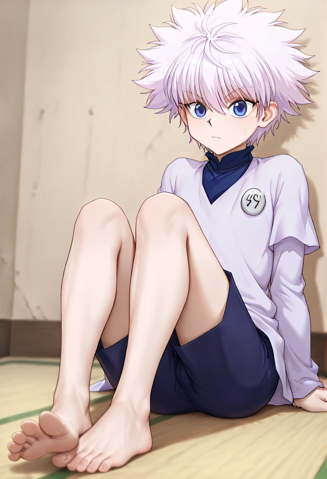 Killua_Zoldyck, boy, barefooted