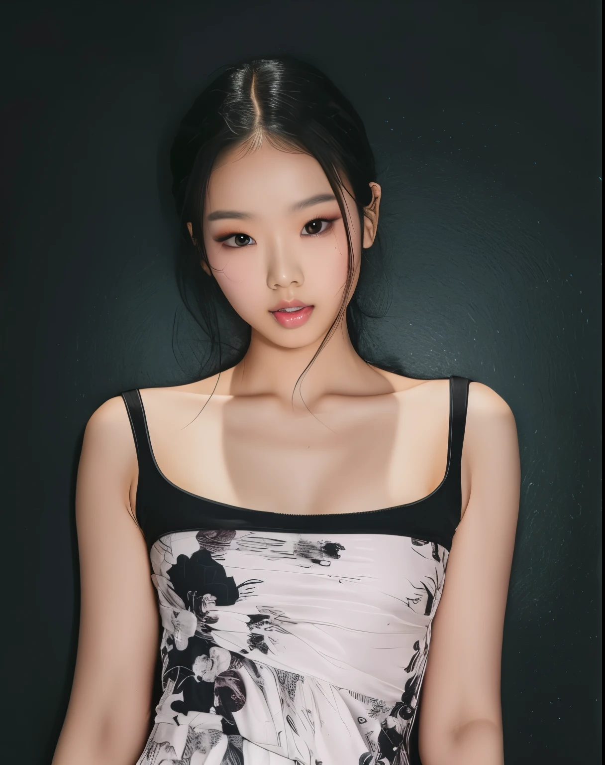 Arafed asian woman in a black and white dress posing for a photo, Blackpink Jennie, Beautiful young Korean, roseanne park of blackpink, heonhwa choe,  Beautiful South Korean woman , Retrato de jossi de blackpink, JIA, korean girl, Korean female fashion model, Beautiful young Korean, jossi de blackpink, Jaeyeon Nam,  loose and long hair , large, full, luscious lips