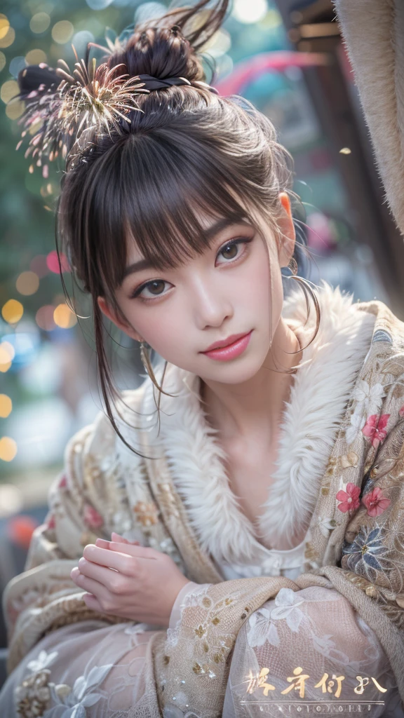 Best quality, focus on face, soft light, black hair, ((Japanese)), (blouse), (((front, face))), (depth of field), ultra high resolution, (realistic: 1.4) , RAW photo, upper body
