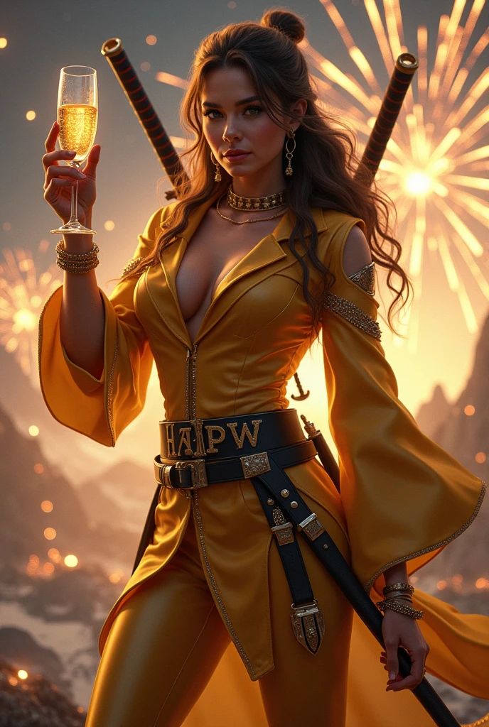 In the heart of the mexican party a young beer edecan woman with short brown hair, corona beer tight outfit with long neckline, holding a beer with happiness, sexy pose, in a mexican party, creates a party atmosphere, people celebrate the beer day, energy and fireworks. The angle of the scene is dynamic, capturing the intensity of the moment, fine quality golden eyes, eyes looking at the camera, ultra detailed, Beautiful and aesthetically pleasing, masterpiece, Best quality score, (fractal art: 1.3), Extremely detailed , dynamic angle, raytraced, full body, close up, dust and hard lights