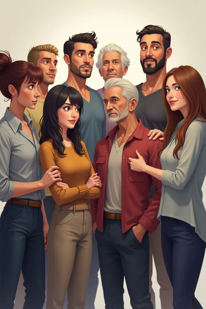 um close up de um desenho animado de um grupo de pessoas, retrato de family, by Cesar Andrade Faini, por Olivia De Berardini, desenho animado, em estilo cartoon, retrato de alta qualidade, by Camilo Egas, por Samuel Silva, Retrato NFT, por Rosa Henriques, in digital illustration style, retrato colorido, por Felipe Seade tem muita gente junta em um grupo, Retrato NFT, a grupo de pessoas, grupo de pessoas, family, by Matteo Pérez, family portrait, por Barron Storey, camaradagem, Direction: Brian Thomas, retrato de grupo, por Sam Dillemans, high resolution, por Luis Molinari, diversas idades, Satoshi, Pessoas bonitas