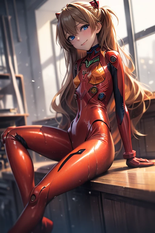 (( top quality )), ((masterpiece)), (be familiar with), perfect face, indoor, bedroom,  Watching Viewers ,
One woman,  Soryu Asuka Langley ,
開いた口,  ecstatic expression beside the piano, blush, smile,
 small tits,  flat chest, Young girl, Lori,  s,  girl,
 long hair,  twin tails,
Leg spread,