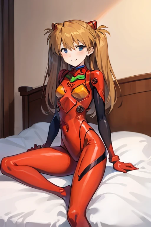 (( top quality )), ((masterpiece)), (be familiar with), perfect face, indoor, bedroom,  Watching Viewers ,
One woman,  Soryu Asuka Langley ,
開いた口,  ecstatic expression beside the piano, blush, smile,
 small tits,  flat chest, Young girl, Lori,  s,  girl,
 long hair,  twin tails,
Leg spread,