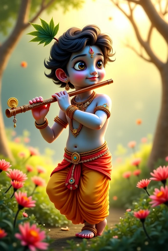 Cream image of kanha with flute