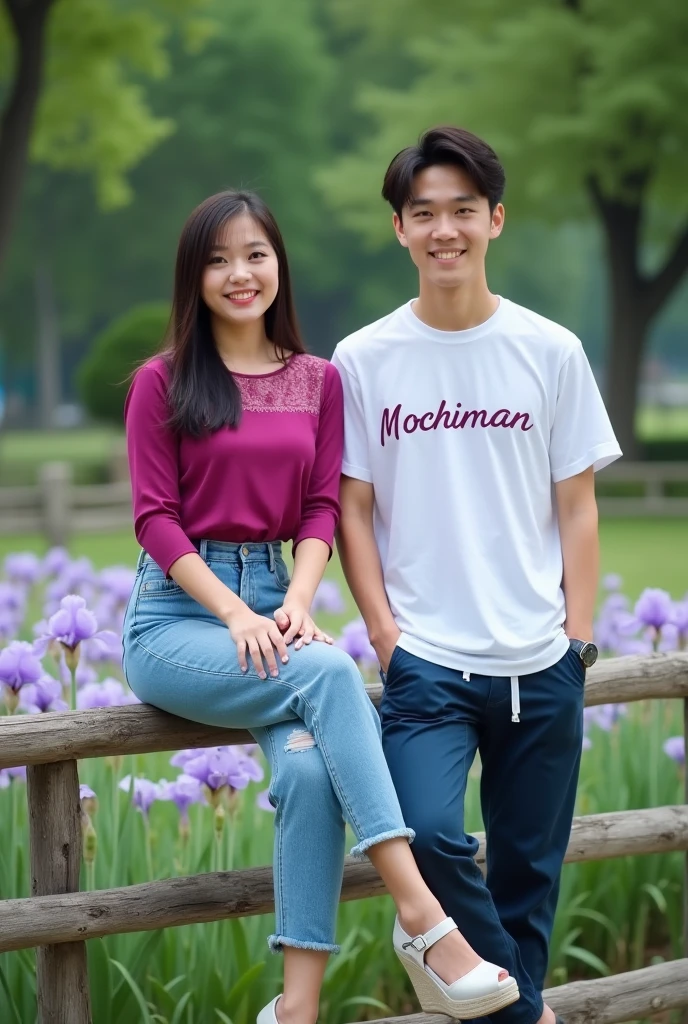 an indonesian man and an indonesian woman standing next to each other, an image, inspired by Adam Dario Keel, which is trending in the cg community, a handsome young indonesian man with a beautiful young indonesian woman, a man dressed in a shirt and a woman dressed in a singer's dress, movie screencap, model elisajes from acquamodels