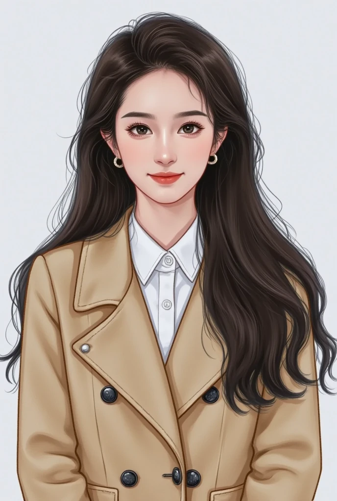  A picture of a woman with long hair wearing a jacket,   High-quality fan art  ,   Portrait of a black fan Yoshihide   , Bowart style  ,  realistic and cute girl painting , Portrait of a Korean actress ,   high quality portrait,    hand-drawn cartoon art style,   is trending on artstrations  ,   beautiful painting style  , 可爱的数字艺术,   High Quality Color Sketch  ,   cartoon style  