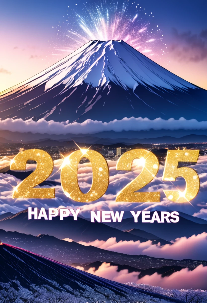  Kigong New Year 2025 , Sunrise at the top of Mt. Fuji(( Glitter Effects  ,  background blur ))