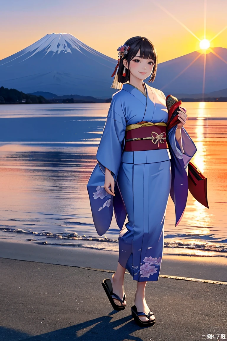 masterpiece,best quality,ultra-detailed,photo-realistic,soft lighting,full body,(ultra-detailed gorgeous_kimono:1.2),Japanese-styles hair,Three girls frontal body,holding big Eggplant in hand,happy smile,text as "2025" on background,front view,SFW
BREAK
(in front mt.Fuji,beautiful sunrise,flying hawk,outdoor:1.2)