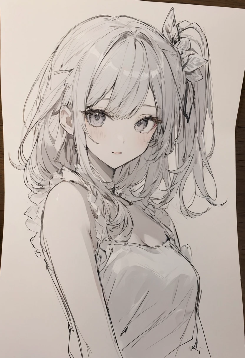 highest quality, masterpiece, Monochrome, Traditional Media, One girl, Small breasts,OL, Seductive Face,Mature Woman,target eye,comics,Pencil drawing,