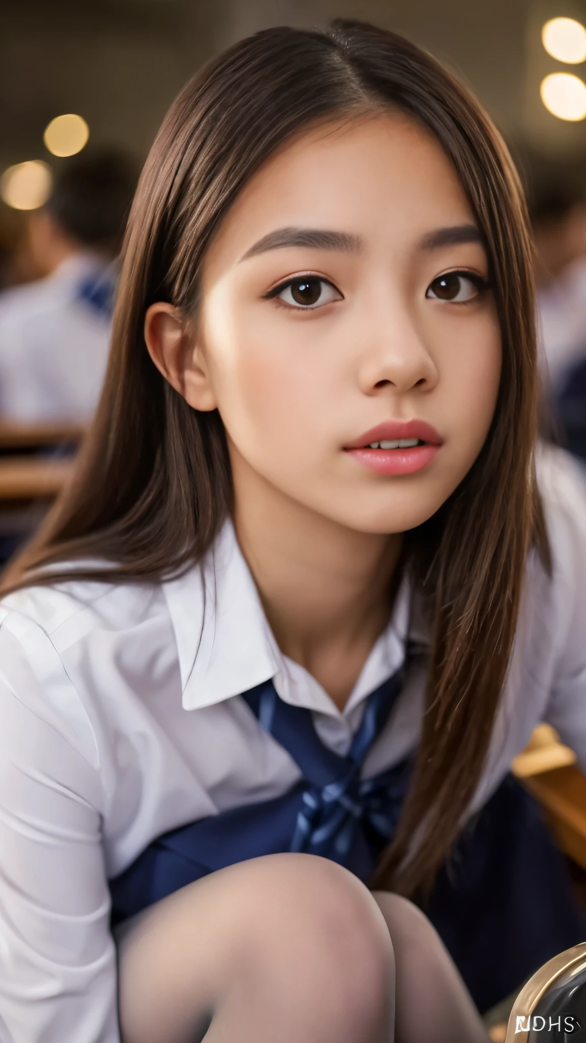 Super realistic, best quality, beautiful ,highly detailed , photorealistic,masterpiece,1girl, school uniform ,solo, looking at viewer,