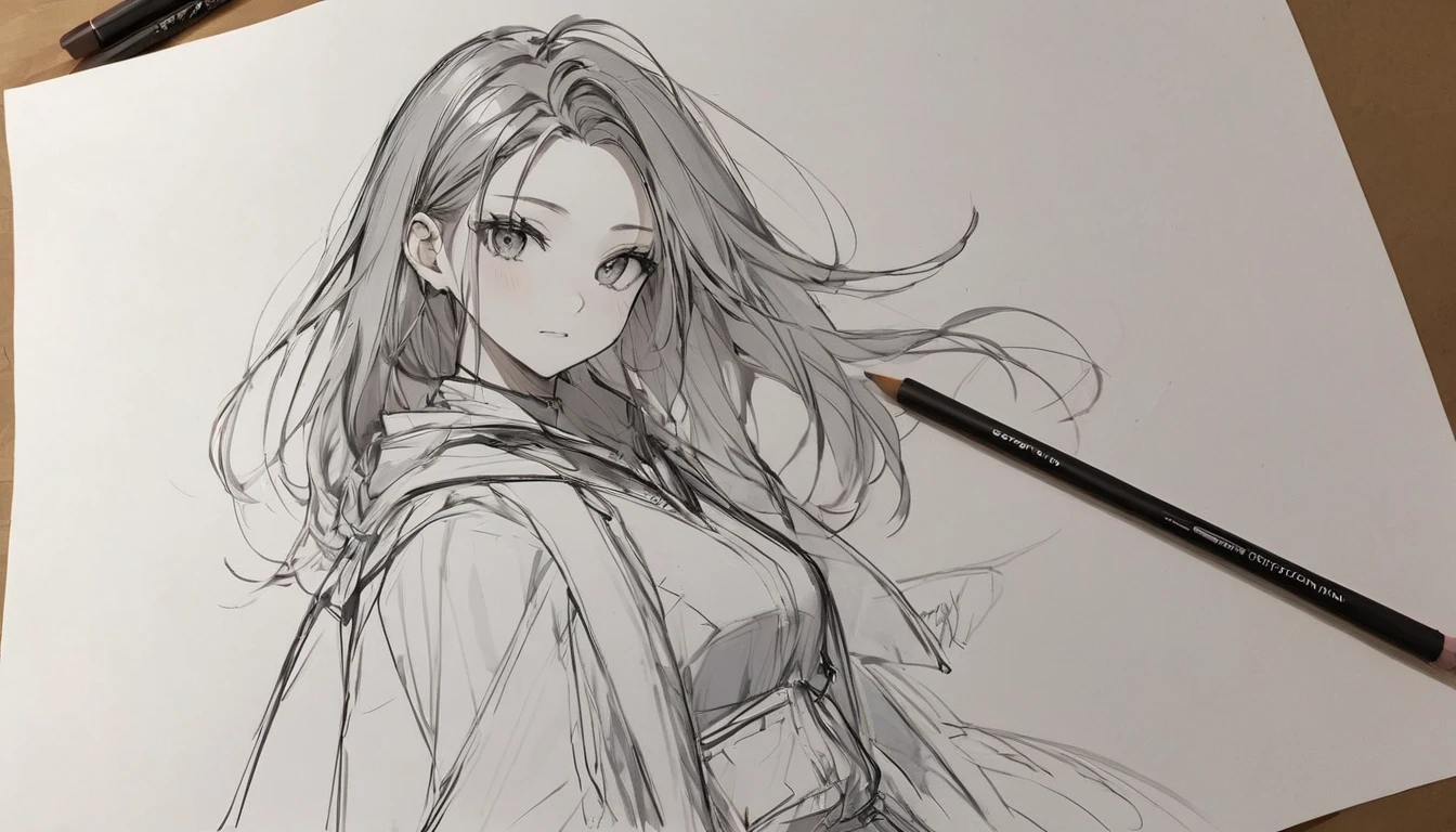 masterpiece,high quality,美しい壁paper,16k,photo taken,sketch, ひだまりsketch,((paper)),paperを持ってください,((paperに水着姿の女の子を描く:1.4)),pencil,