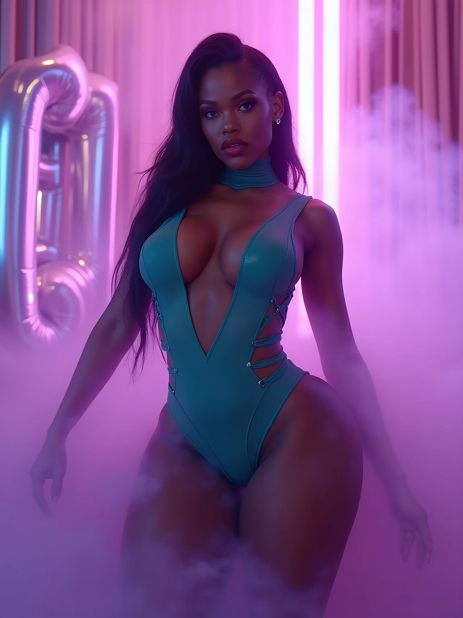 One hundred naked dark-skin women with exceptionally long hair and huge breasts playing outside. super detailed photography, Play of light in the sun rain, downpour, ((a drop of water falling from a height onto the surface of the water)), splashes, luminism, intricate, 4k concept art volumetric light, unrealistic engine, global illumination, detailed environment.