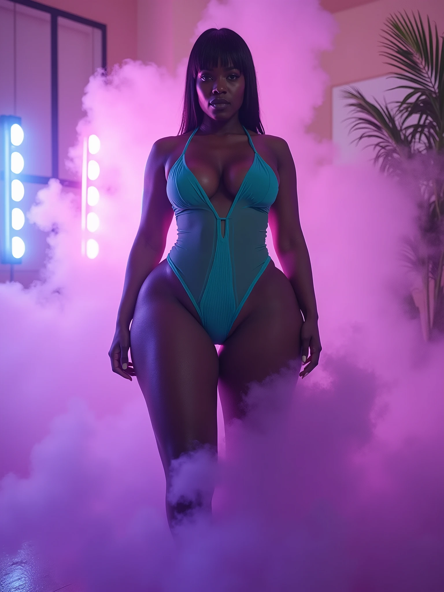 "Captivating and fierce, a young black woman with stunning eyes and purple highlights in her sleek Mohawk In the Garden of Eden, Adam and Eve were living in a paradise filled with lush vegetation and abundant fruit trees. They were naked, unashamed, and in perfect harmony with one another and their surroundings. The garden was a place of innocence and simplicity, where they enjoyed a close relationship with God and participated in the joyful work of tending the garden. The tree of the knowledge of good and evil stood as a test of their obedience, with the serpent tempting Eve to eat from it, leading to their eventual fall from grace. Despite their disobedience and expulsion from the garden, this scene is often depicted as a moment of innocence lost and a reminder of the consequences of human frailty and sin., showcasing her curvaceous figure and thick hips in a short, tight dress. Strike a pose that exudes confidence and allure."Imagine a futuristic cityscape at night, with towering skyscrapers adorned with vibrant neon lights. In the center, a massive holographic orchestra is performing, melding traditional instruments and cutting-edge technology. Each musician is surrounded by swirling particles of light, creating a mesmerizing display of sound and color. Showcase the convergence of art, technology, and human creativity, showcasing the harmonious blend of the past and the future.Title: "Empowered Strength: Capturing the Essence of Modern Femininity"
Prompt: We are seeking a high-resolution photograph that encapsulates the essence of a powerful and captivating black man. This photo should celebrate her strength, leadership, and allure, while also embodying