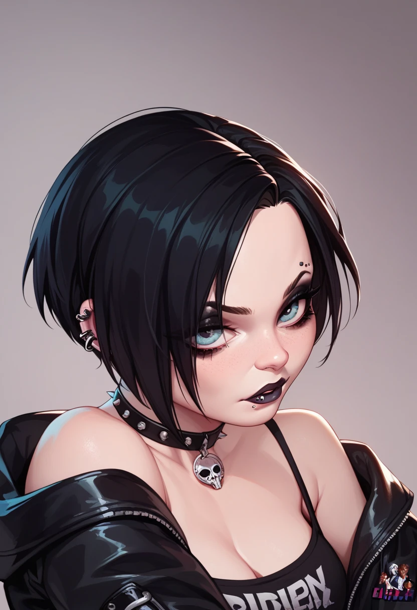 Goth girl ,  short hair, 