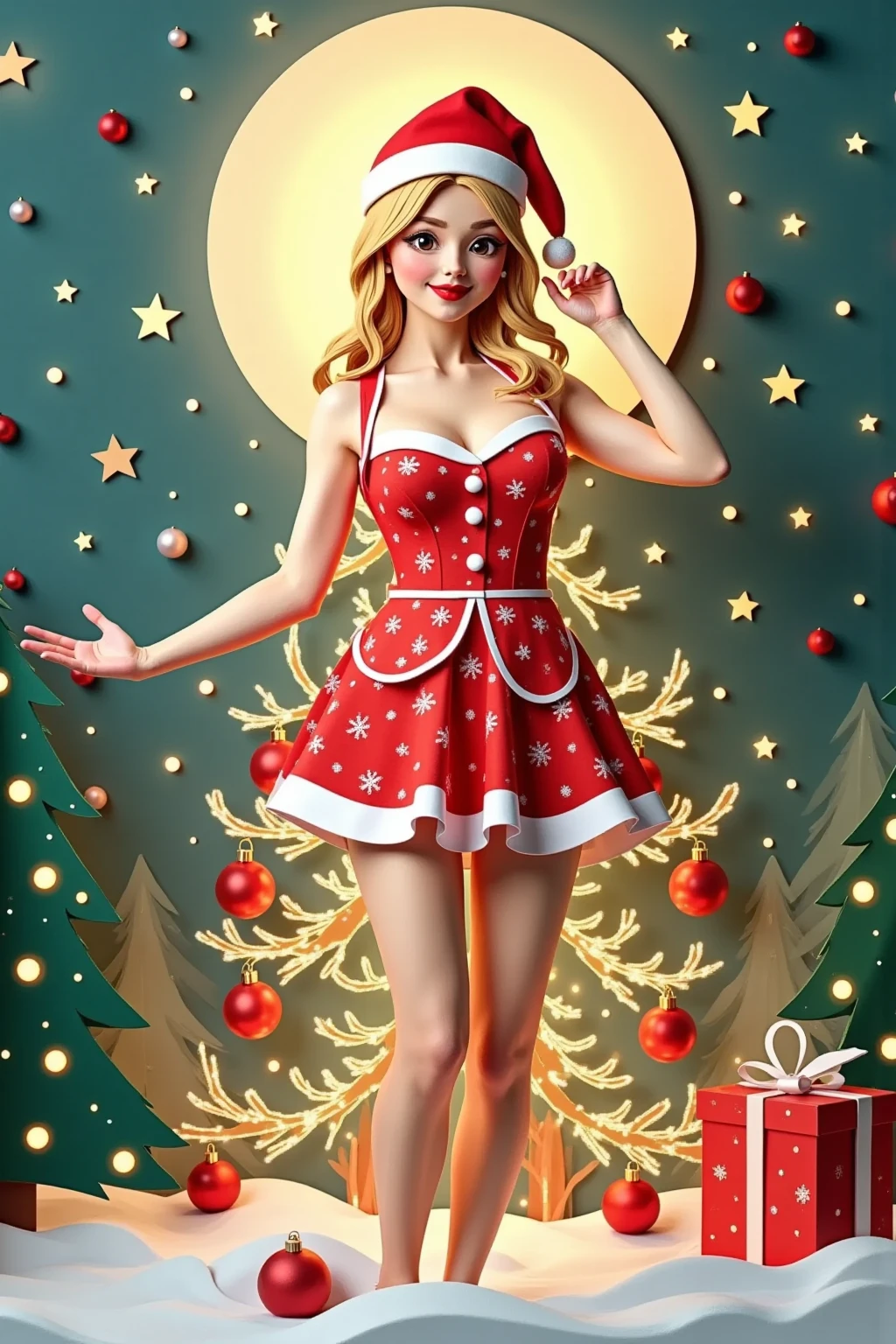 Nice details, Human Christmas tree Woman, Alone, Pretty girl, talented Santa lady is a Christmas tree, JK, I can't wait for Christmas 💕, I smile at you, perfect body, large breasts, human Christmas tree