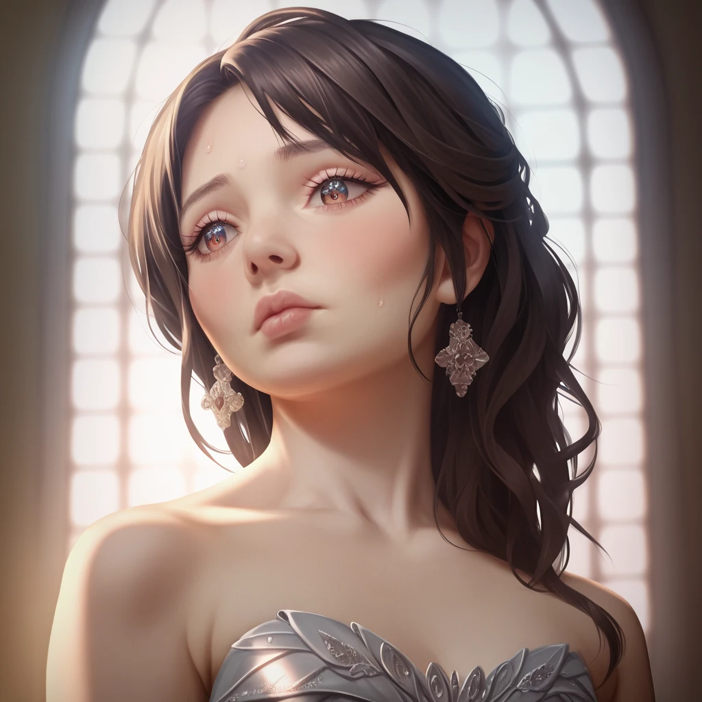 a shy young girl with flushed cheeks, slightly sweating, from a low angle, 1girl, detailed face, beautiful detailed eyes, beautiful detailed lips, extremely detailed eyes and face, long eyelashes, portrait, elegant, soft lighting, warm color tones, cinematic, photorealistic, 8k, best quality, masterpiece, ultra-detailed, realistic