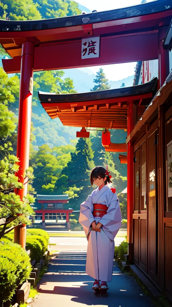 New Year、first visit of the year to a shrine、 cute、 beautiful girl、