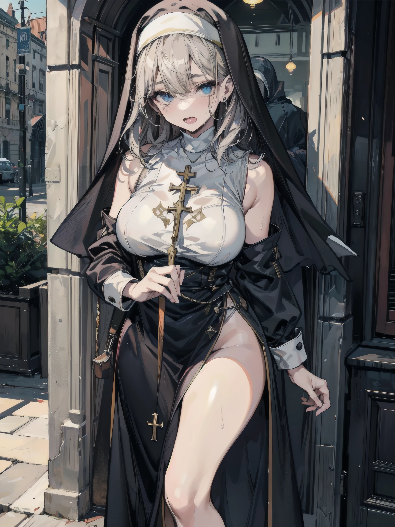{(watercolor image:1.4),(renaissance style:1.2)}, BREAK, {erotic face,anguish,(scream:1.1),(very very ecstasy:1.2),(writhing:1.4)},embarrassing,half open eye},{(very obscene pose:1.2),(arched back:1.2),(arch one's head:1.4),arms behind}, {(gray fundoshi:1.2), (wet clothes:1.4)}, BREAK, {(many Chains from all sides:1.4),(chains around the body:1.2), {(crotch chain shibari:1.2),(chain shibari:1.3),(chain bondage), (chain restraint),(chain bind limbs),(chain bind body),(chain in collar)):1.2, confinement, shackles}, BREAK, {(1 woman, small breasts), braid hair intricately},dynamic angle, {(dark church glowing stained glass:1.2)},BREAK,{glowing big tears,(green glowing eyes),extremely detail hair, (pure white skin:1.1)}