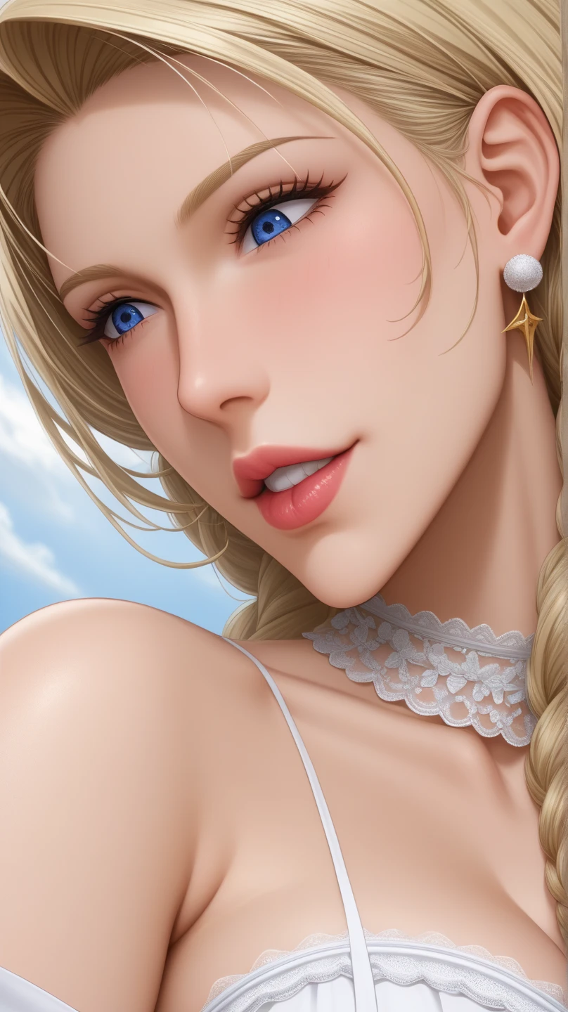 girl, Blonde hair, Straight hair, Blue Eyes, Singing, Cute, Background with nothing, s whole body, lying on the bed, Idol, Korean, naked, exposed, sex, nipple.
