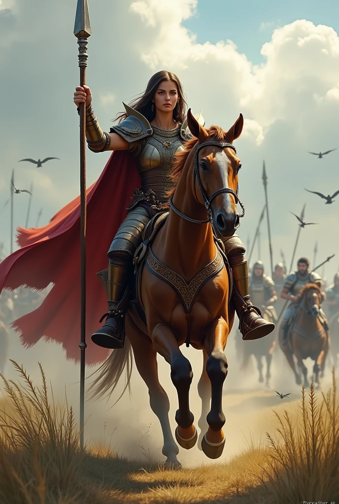 Rohirim female rider with a spear - SeaArt AI