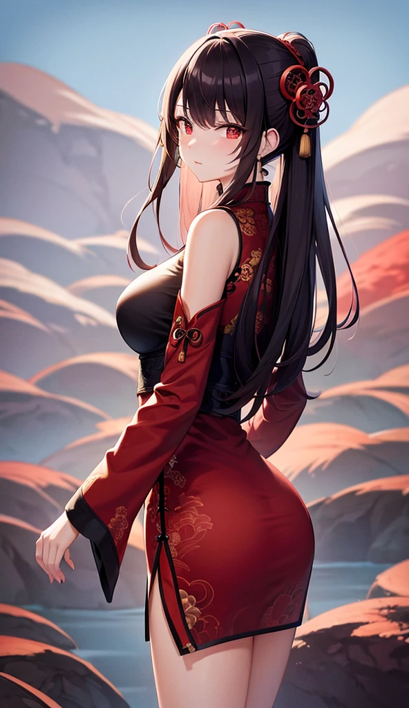(Abstract Art:1.4), masterpiece, Best quality, Ultra-high resolution, Big breasts beauty, Visually stunning, (1 Girl:1.2), Dark Red主题, Dark Red, Bloody, Halo, Looking at the audience ,Full body homosexuality,High heel,Miss,goddess,Dunhuang,Hanfu,red and gold dress,(masterpiece,Top quantity,Best quality,Official Art,Beauty and aesthetics:1.2),Charming mature Miss,Very detailed,(Fractal Art:1.1),(One color:1.1)(flowering:1.3),Most detailed,( tangled:1.2), (Dynamic poses), (White background:1.3), (Traditional Chinese cloth:1.2), (Glowing skin), (multiple colour:1.4), ,(earrings:1.4),((Fashion Icon|fashion icon|1 fashion icon(Individually)|trendsetter|model)),Chinese Clothing, Full Body Love, Sunlight, Clear face,((Best quality)), ((masterpiece)), (detail:1.4), Human Development Report(High Dynamic Range),Ray Tracing,nvidia RTX,Super Resolution,Unreal 5,Subsurface scattering、PBR Textures、Post-Processing、Anisotropic filtering、((best quality)), ((masterpiece)), (Very detailed:1.3),masterpiece, best quality, clear translucent skin, (masterpiece,Best quality,Realistically:1.37),(Complex and sophisticated,Very detailed skin and face),(Complex and sophisticated,高detail的手), Clear face, masterpiece, 超级detail, Epic Composition, Ultra HD, high quality, Extremely detailed, Official Art, 8k wallpaper, 超级detail,High-resolution CG,Depth of field Maximum clarity and sharpness Multi-layered textures、Albedo and Specular Maps、Surface Shading、Accurately simulate the interaction of light and matter、Octane Rendering、Two-color light、Large aperture、Low ISO、White Balance、Rule of Thirds、8K raw data,Small butt,,Long Law,Small butt,indifferent eyes,Realistic Art,Female abuser,,High Ponytail,Heat and cold,A look of contempt,Height 180cm