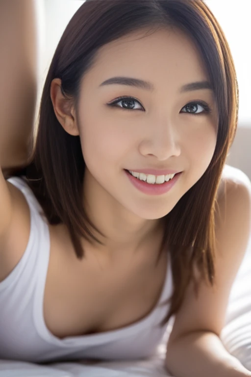 Very cute, a beauty girl, Beautiful portrait of a beautiful girl, Masterpiece, best quality, expressive eyes, perfect face, Look at the camera., A Cute girl, put hands on the back, ((small breast)), skinny, RAW, Best quality, high resolution, Masterpiece: 1.3, realistic face, {{{Beautiful girl, sweet smiling lips}}}, ((young girl, cute girl, sweet smiling lips)), Masterpiece, Perfect slim body, Beautiful eyes, smile:1.2, nsfw:1.5) , NSFW, sfw, ((best quality)), ((masterpiece)), (detailed), perfect face, Hard nudity、No clothes、sharp focus:1.2, 1 girl, ((lying down)), ((lying down waiting for a lover)), ((lying on the bed)), ((open your legs wide)), full body, show full body nude、((Flat chest, small nipple, tiny breast)), Extra-fine face, fine eyes， ((expose her hairy pussy, tight pussy, realistic vulva, flat vulva, detailed vulva)), (((show your armpit))), Perfect Anatomy, Good anatomy,, dramatic light, Natural Lighting, high quality, ultra detail, 8k resolution, NSFW 