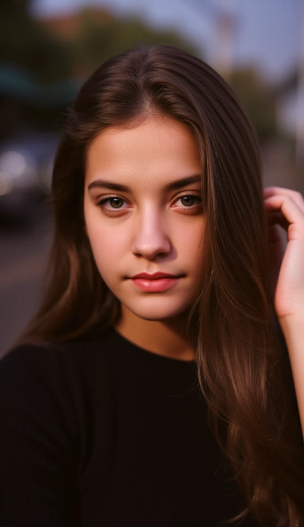 woman,sophiaktokyo, UHD, 4k, ultra detailed, cinematic, a photograph of  Kodak Ektar analog film stocks of a woman with long hair and a black top detailed image, sharp edges, cinematic, cinematography, Kodak Ektar analog film stocks style, epic, beautiful lighting, inpsiring 