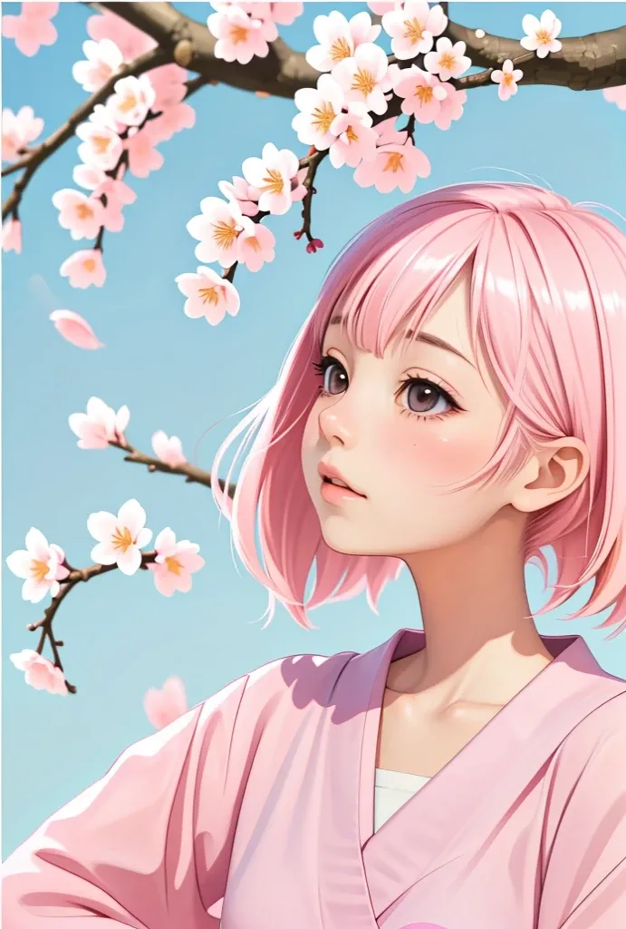 melhor qualidade, highres, Whimsical , garota de anime, flores de cerejeira, primavera, cores pastel, estilo desenhado à mão, alta resolução