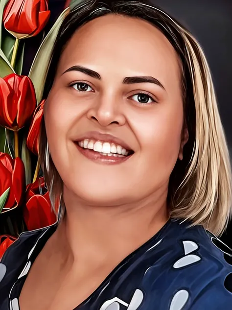 pixarstyle a waist-length portrait of a young woman in a office shirt, smile, office, natural skin texture, 4k textures, hdr, intricate, highly detailed, sharp focus, cinematic look, hyperdetailed