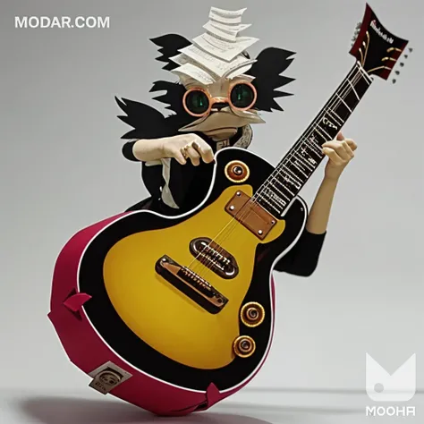 <lora:dickbutt02:1.2> dickbutt, character <lora:TatsuroYamashita:.4> in a knit cap and playing a Fender Telecaster electric guitar, Gashapon toy