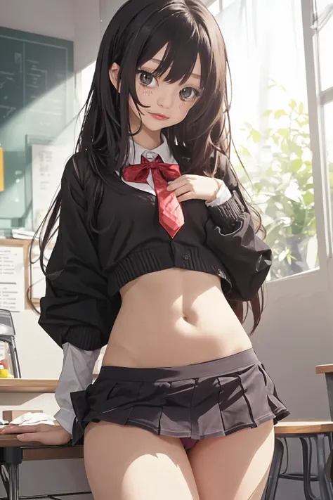 (Adult women:1.3)、The exact number of fingers、accurate number of legs、Exact number of arms、Bangs, ponytail, brown hair, (blush:1), (A woman puts her right hand into her pants.:1.7), fingering, (cat juice:1.2), (taking a selfie with a smartphone:1.5), ((Red bow tie, black jacket, slit jacket, White shirt, Black plaid skirt)), (Stylish pink satin panties:1.4), (Stylish pink lace bra), knee socks, (Lift up your skirt yourself:1.4), (lift up your shirt:1), (Show off your:1), (Show panties:1.2), actual、 Beautiful big breasts, Slender figure, Cardigan, best quality, High resolution, The facial details are very rich, Perfect lighting, Highly detailed CG, (Perfect hands, perfect anatomy), embarrassed expression, (classroom, Many students:1.3), whole body、blush、crying face