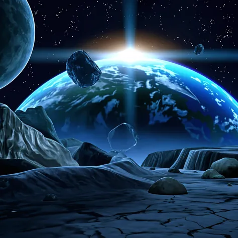 There is a picture of a planet with a sun in the background - SeaArt AI
