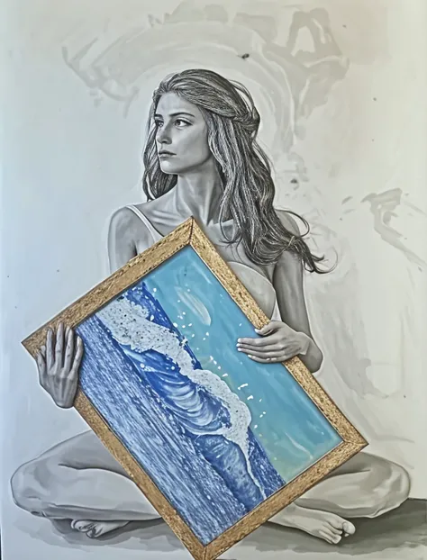 Masterpiece oil painting in Visible heavy oil colors brushwork of most beautiful female on Earth nude sunbathing naked on beach, strong Impressionist brush marks, impasto, elegant composition,