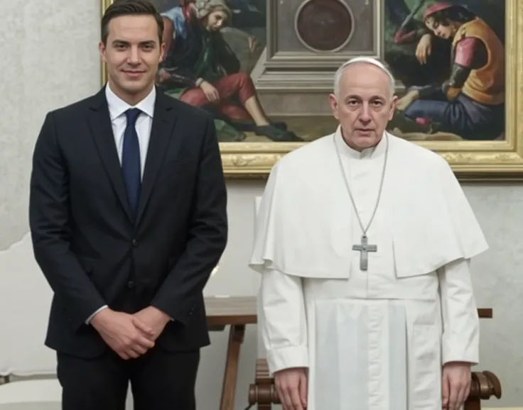 Create a photo of Pope Francis next to Bolsonaro
