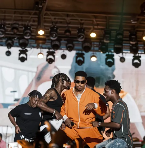 Nigerian man spraying bundles of money at a party, show heap of cash in the floor and people dancing