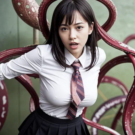 Asian school girl is being raped by ((too many wet tentacles)) covered with saliva inside creature, BREAK, Kujo Reika(maiden name：Gui Lihua)...。High School Girl Exorcist。The uniform is a blazer。Good at handling swords。Long black hair, quarter Nordic。Height 172 cm。Her bust is 90cm, F cup(Before training) A dark purple ivy suddenly crawled out of the darkness.。It is covered in mucus and has an eerie, shiny, slippery appearance.。The surface is densely covered with warts、It&#39;s really horrifying to see each wart undulating.。It is as if the creature itself is reminiscent of Some kind of mollusc.々New movement。Such a meat snake slowly moves towards my face from the front.。As you move closer、A fishy stench reminiscent of rotting seafood hit my nose.。

　(Damn、It stinks... this、That sticky mucus smell? Disgusting、Dirty!。Something like that、Don&#39;t come near me!)

　If this keeps up, my lips will touch。I quickly turned my face to the side to protect my lips from the snake.。but、As if to mock me、The snake caressed my chin and right cheek.。

　｢Kyaaaaaaaa!!!｣

　Having my cheek Soiled by such a grotesque and filthy thing, I couldn&#39;t help but let out a girlish shriek.。Even in an ambiguous situation where you don&#39;t know if it&#39;s a dream or reality、The warmth of mucus、Odor and、The only thing that was really sticky was the consistency.。The snake is checking the Softness of my cheeks.、Crawling around slimily。Every time I crawl, a lot of smelly mucus gets smeared on my cheeks.。Even though I was teary-eyed、I stared into the darkness where the flesh snake had grown out, trying to figure out what it was.。There was a big hole there、From inside the hole, haa、I could hear the Sound of breathing.。

　(ah、That is a mouth? Meaning、This is the tongue、This smelly mucus、saliva、So?)
　
　I am an exorcist and I am being licked by a demon.。It was my first time experiencing such humiliation.。If the anti-demon barrier were perfect, I wouldn&#39;t even be allowed to touch it